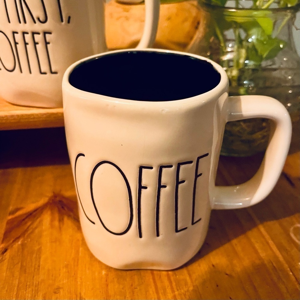 Rae Dunn COFFEE Mug with black inside, new